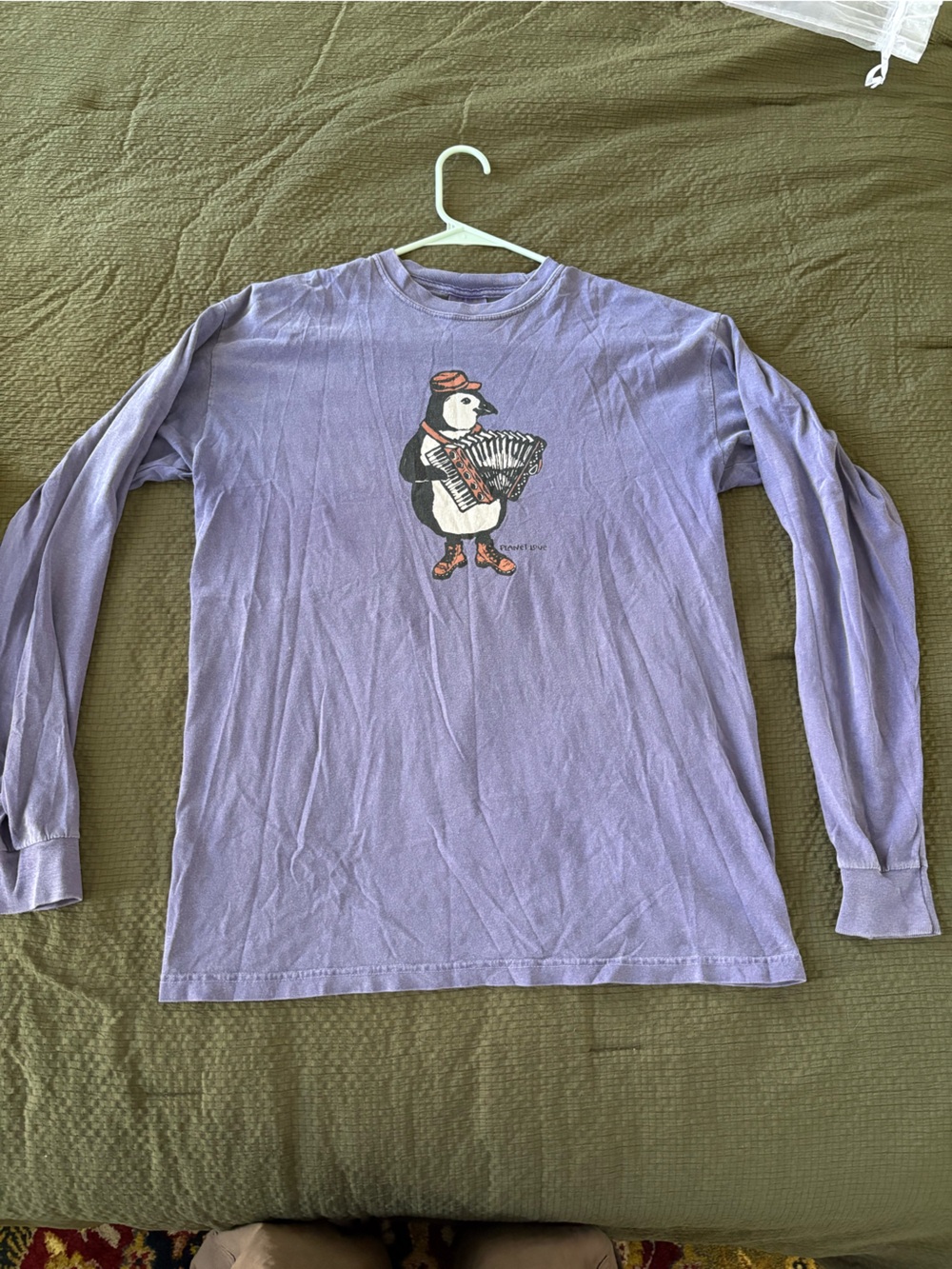 Purple Penguin Musician Graphic Long-Sleeve